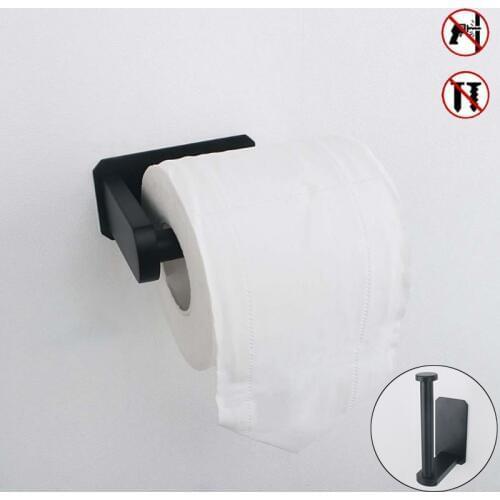 Black Toilet Paper Holder 304 Stainless Steel WC Roll Holders Adhesive Paper Towel Holder Creative for Kitchen Bathroom Hardware