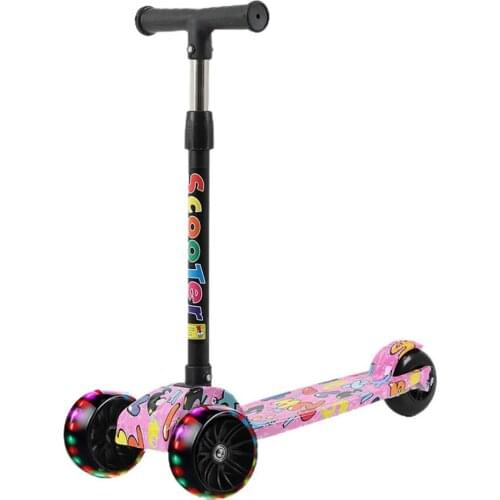 Child Scooter Folding Kick Scooter Adjustable Height Skateboard For Kids With LED Light Kateboard Outdoor Kids Foot Scooter