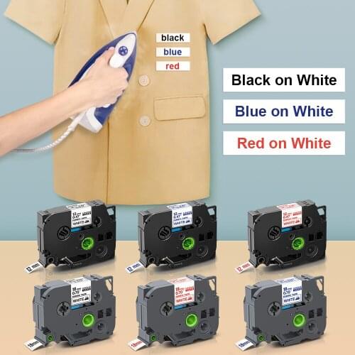 Labelwell 1pcs 12mm Fabric Iron-on Label TZe-FA231 TZ-FA231 for Brother TZe-FA231 Black on White for Brother P-touch label maker