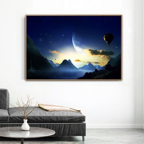 Galaxy Stars Planet Hole Space spacecraft Posters and Prins Universe Earth Meteorite Wall Pictures for Living Room Decoration