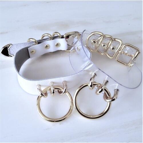 Harajuku Handmade Sexy Clear leather Punk choker O-Round Collar Rock Gothic Necklace metal Hot rock torque Free shipping