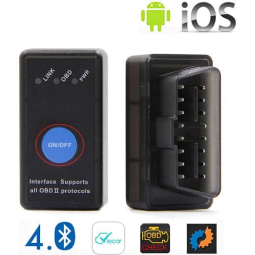 2021 New Mini ELM 327 Bluetooth 4.0 with Power Switch PIC18F25K80 ELM327 V1.5 OBD2 Interface Scan Tool for IOS Android