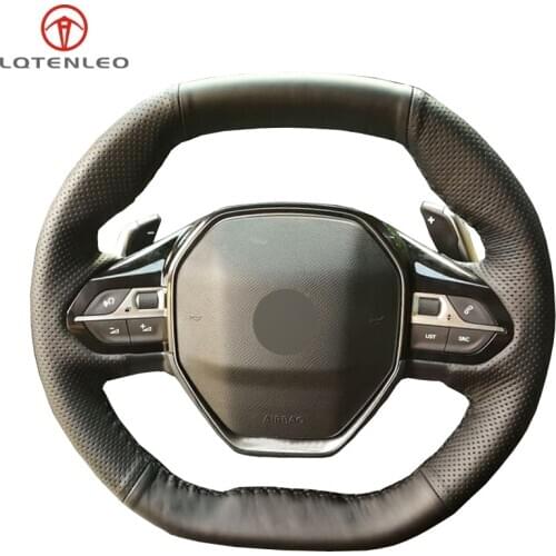 LQTENLEO Black PU Artificial Leather Car Steering Wheel Cover For Peugeot 3008 2016-2019 4008 2016-2019 5008 2017-2019 rifter