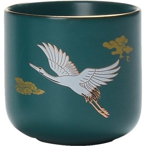 Ceramics Tea Cup Handmade crowned crane Tea bowl Retro Teaware Accessories Single Master Cups Pinming Drinkware