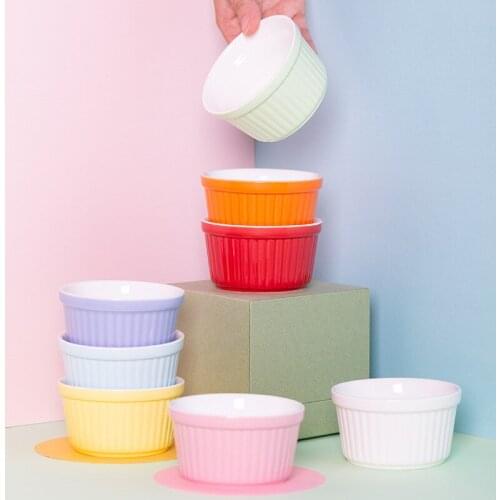 Northern European-Style Ceramic Creative Shufulei Baking Bowl Double-Layer Milk Custard Dessert Bowl Net Red Pudding Cup Other