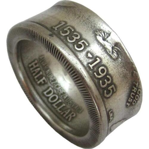 1535-1935 Handcraft Coin Ring Made from Kennedy Half Dollar Silver Plated Copy Coins