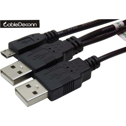 3PCS new Micro USB 5P Male to two MaleUSB 2.0 Y Cable,80cm for Hard Disk Drive Case 0.8m