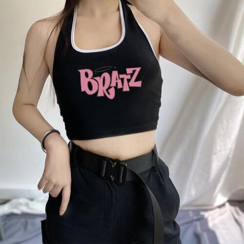 Bratz letter summer oversized women clothing Harajuku o-neck Slim Sexy femme t-shirts vintage gothic tees shirt Korea топ tops