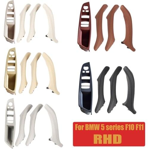 Beige/Black Red-Wine Left Right Car Interior Handle Inner Door Armrest Panel Pull Trim Cover For BMW 5 Series F10 F11 F18 RHD