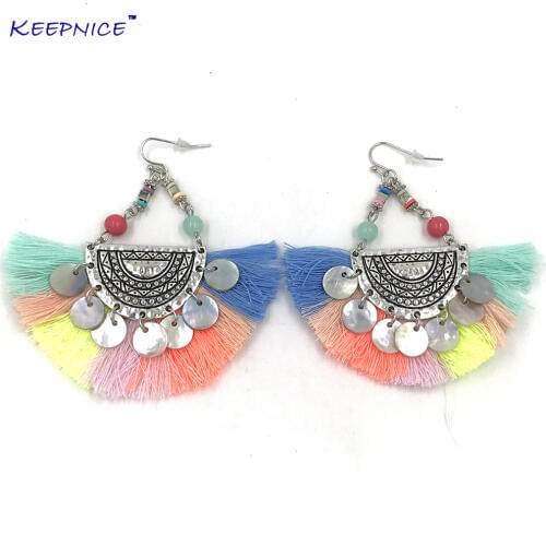 2018 New Handmade Ethnic Gypsy party jewelry crystal chandelier earrings colorful tassel charm dangle science earring