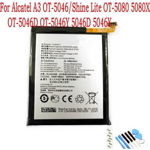 NEW Original 2400mAh TLP024C1 TLP024CJ Battery For Alcatel A3 OT-5046/Shine Lite OT-5080/X OT-5046D/Y 5046D 5046Y Mobile Phone
