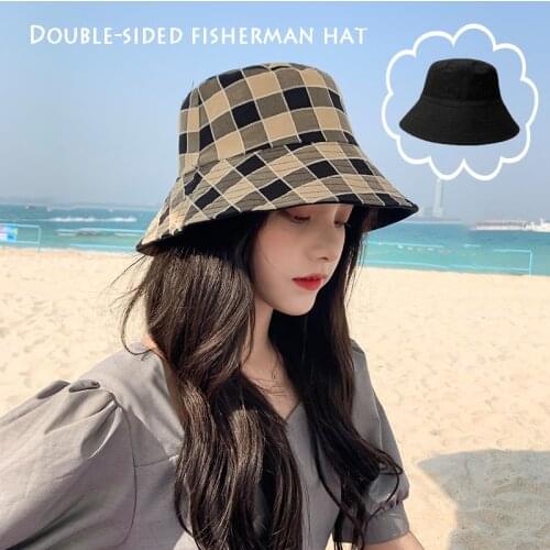 K131 Womens Bucket Hat Fashion Summer Panamanian Women Sun Hat Panama 2021 Beach Double-Sided Fisherman Hat Visor Basin Cap