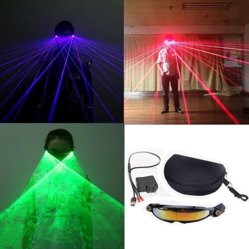 Rechargeable Eyewear LED RGB Ray Glow Laser Glasses Projection for DJ Club Bar Pub Party Stage Performance Shows Illuminated