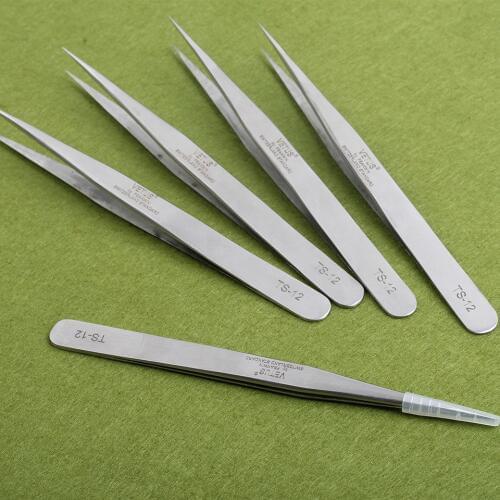 5 Pcs Stainless Steel Tweezers Straight Eyelash Extension Tweezers For Eyelash Extension Hair Removal Steel Eyebrow Tweezers