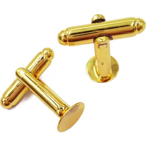 Gold Plated French Cufflinks Blank Cufflink Tray with 6mm 8mm 10mm 12mm 15mm Round Pad Base Setting CL036