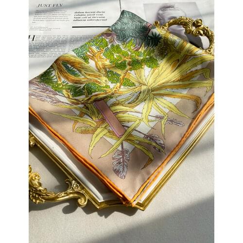 Retro Silk Scarf Hand Rolled Edges Silk Twill Scarf 90*90cm 100% Mulberry-Silk Scarf Top designer bandana scarf Foulard Satin