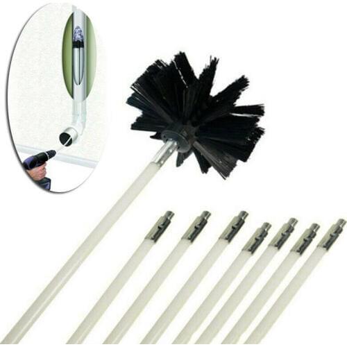 Drill Powered Chimney Cleaning Flue Brush Cleaner Fireplace Sweep Rotary Set Use