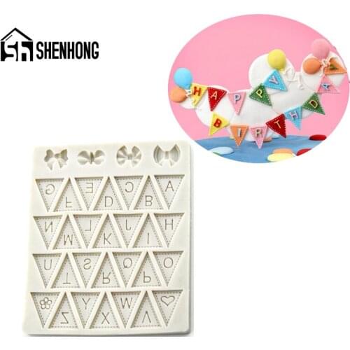 SHENHONG English Alphabet Silicone Fondant Cake Mold Child Birthday Pastry Decorate Mould Paste Sugar Craft Chocolate Candy Pan