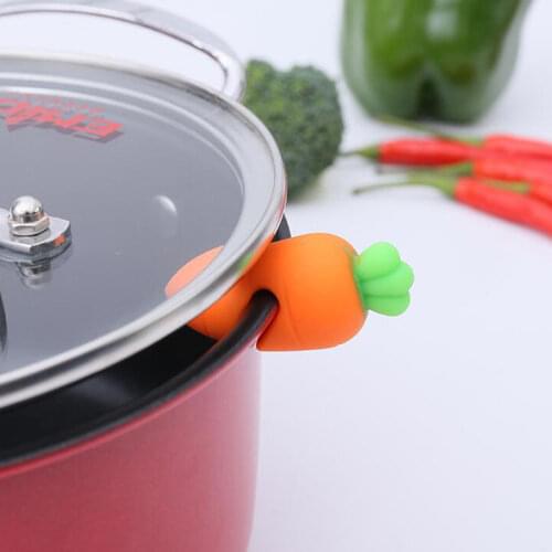 Silicone Pot Clips Carrot Pan Cover Anti-overflow Rack Kitchen Prevent Overflow Lid Holder Shelf Soup Pot Clip Spoon Rest Rack