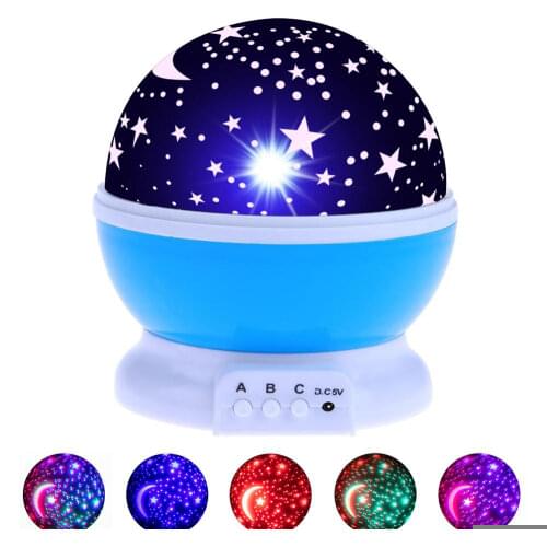 LED Rotating Night Light Stars Starry Sky LED Light Projector Moon Lamp Battery USB Kids Children Bedroom Projection Night Lamp