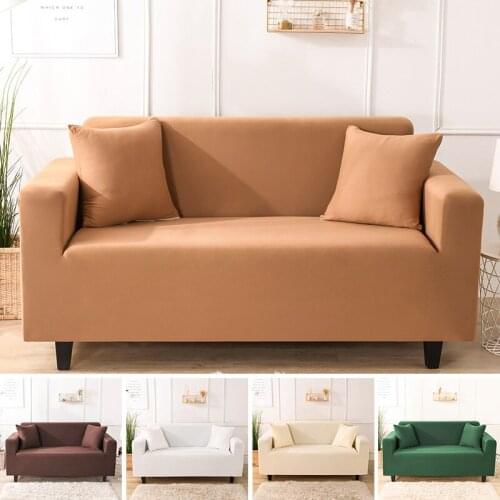 Hot Style Pure color All inclusive elastic Sofa Cover Soft Couch Slipcovers with pillowcase 10 Colors 1-4 seaters