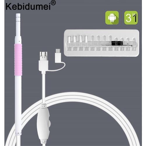 3 in 1 Ear Endoscope Visual Ear Spoon 2M cable 5.5mm Mini Camera Diagnostic Tool Health Care Visual Ear Cleaning Ear Pick