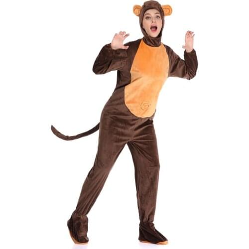 Adult Kids Family Monkey Costume Flannel Hooded Pajamas Men Women Cute Sleepwear Tail Jumpsuit For Child Girls Boys Feet Cover