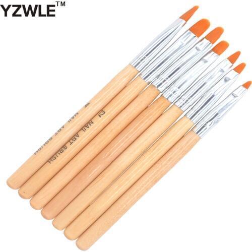 YZWLE New 7Pcs/Pack Nail Brush Set Crystal Nail Polish Brush Kits Nail Tips Brushes Hot Selling 23