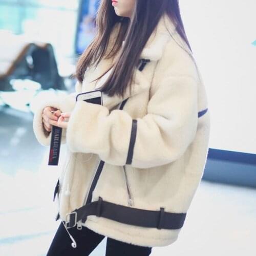 Hstar Women Warm Jackets Plus Velvet Padded Lamb Wool Coat Female 2021 Autumn Winter Wild New Plush Oversized Top veste à zip