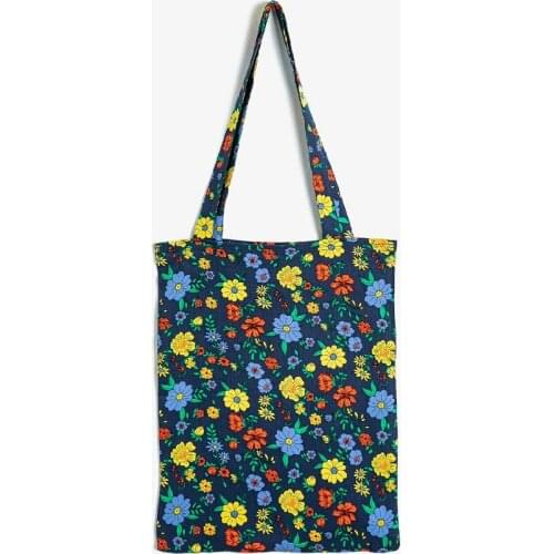 Koton Womens Fabric Patterned Tote Bag