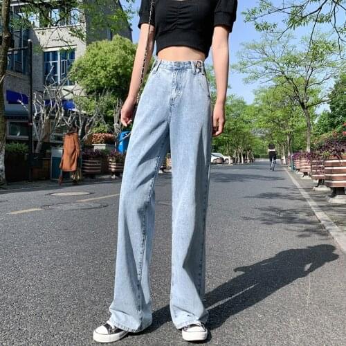 Woman Jeans High Waist Clothes Wide Leg Denim Clothing Blue Streetwear Vintage Quality 2021 Fashion Harajuku Straight Pants