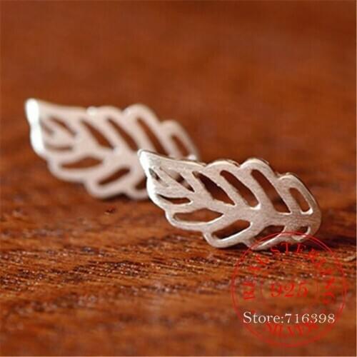 Handmade Leaf Stud Earring 925 Sterling Silver Earrings For Women Party Gift Sterling-silver-jewelry Pendientes Mujer