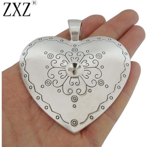 ZXZ 1 Piece Large Heart Charms Pendants for Necklace Jewelry Making Findings 73x69mm