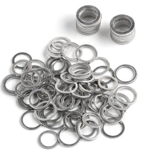 100Pcs/Set 10x14x1mm Aluminum Flat Gaskets Washers Sealing Assorted Sealing Rings kit de resorte de goma Universal Hardware