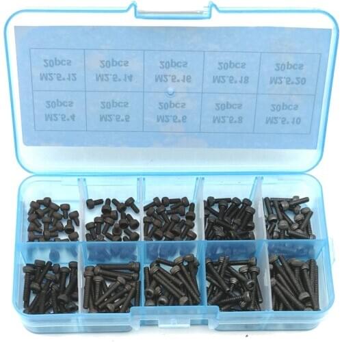 200pcs Screws set M2 M2.5 DIN912 Grade12.9 Alloy Steel Hex Socket Head Cap Screw