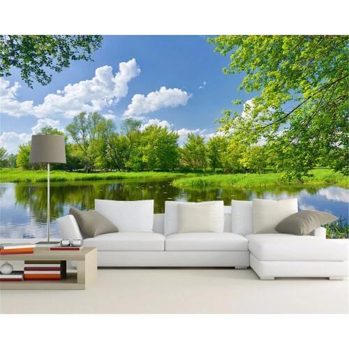 3 d green natural landscape pictures on the wall mural wallpaper sofa decorate a room TV background wall paper Beibehang