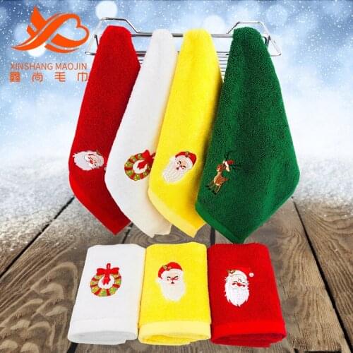 3 Christmas embroidered towels, 100% cotton, fast water absorption, soft and comfortable, double-sided terry towels