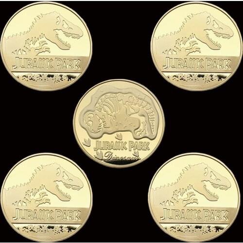 5PCS USA Jurassic Park Dinosaur Commemorative Us Coin Gold Collection Christmas Gifts