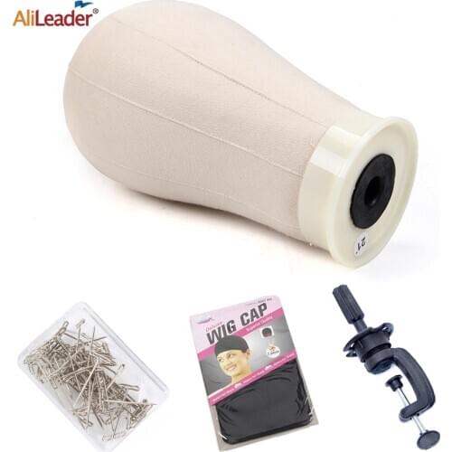 Alileader Wig Mannequin Head With Clamp Stand Holder Wig Soft Cork Canvas Block Head Manniquin Manikin Head For Making wigs