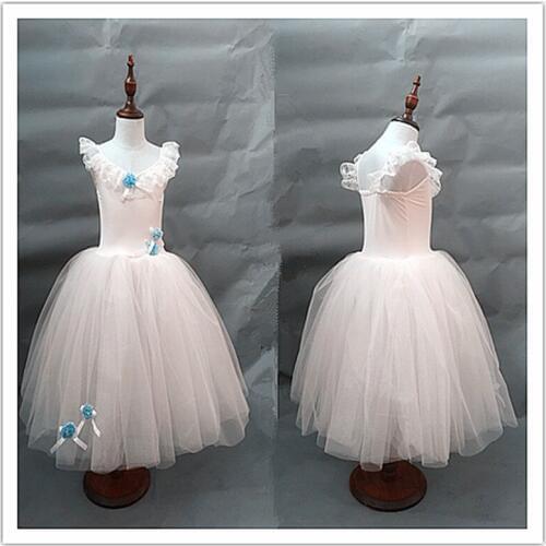 Adult Ballet Dress white/blue Ballet Costume For Women Sleeveless Lace Pink Dress F Dance Girls Professional Gymnastics Leotard