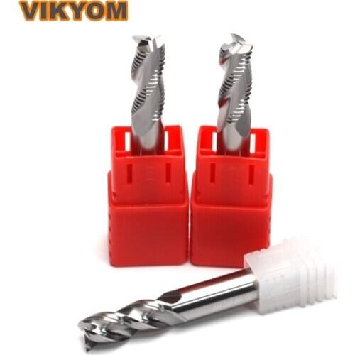 Free Shipping 3-Flutes Tungsten Carbide Milling Cutter Coarse Tooth 2Pcs Powerful End Mills Aluminum Alloy High Efficiency