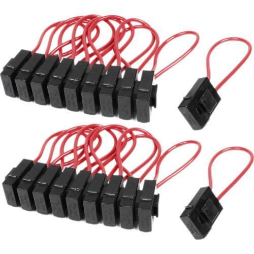 CNIM Hot 30A Wire In-line Fuse Holder Block Black Red for Car Boat Truck 20pcs