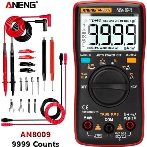 AN8009 True-RMS Digital Multimeter transistor tester capacitor tester automotive electrical capacitance meter temp diode Test