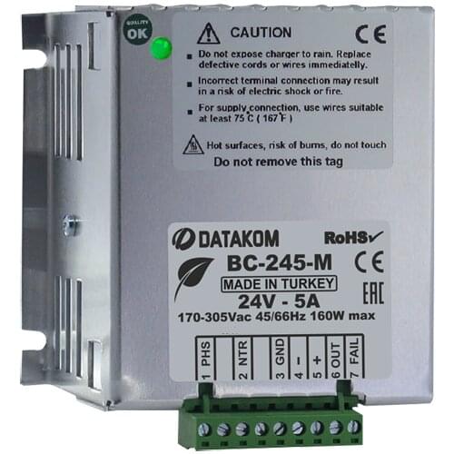 Datakom BC-245-M Jeneratörler İçin Gelişmiş Akü Şarj Cihazı 24 Volt / 5 Amp