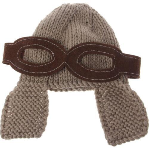 Baby Photography Cap Manual Knitting Baby Photo Props Pilot Style Hats