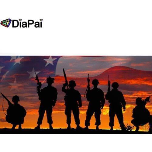 DIAPAI Diamond Painting "Dusk warrior scenery" Cross Stitch Custom Photo Diamond Embroidery Square Round Drill Home Decor A18513