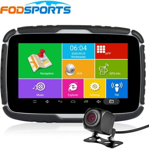 Fodsports 5.0 Inch Motorcycle GPS Navigator Android6.0 Systerm Waterproof WiFi Bluetooth Moto Navigation Tracker 720P DVR Camera