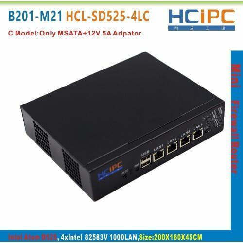 HCiPC B201-M21 HCL-SD525-4LC, Atom D525 82583V 4LAN Mini Firewall Barebone,4LAN Mini Router,Mini PC,4LAN Motherboard