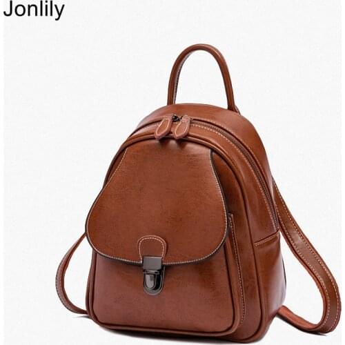 Jonlily Womens Mini Backpack Genuine Leather Small Rucksack Female Fashion Daypack Teens Elegant City Bag Purse -KG622