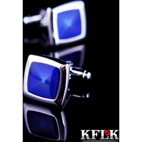 KFLK jewelry 2020 HOT shirt cufflinks for mens Brand cuff buttons fashion cuff links Blue High Quality abotoaduras Jewelry